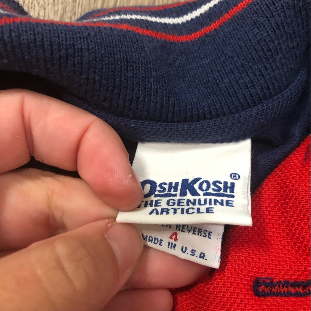 Vintage‎ Oshkosh Yacht Club Polo Boys Size 4 Single Stitch Made In USA Red Blue - Picture 5 of 5